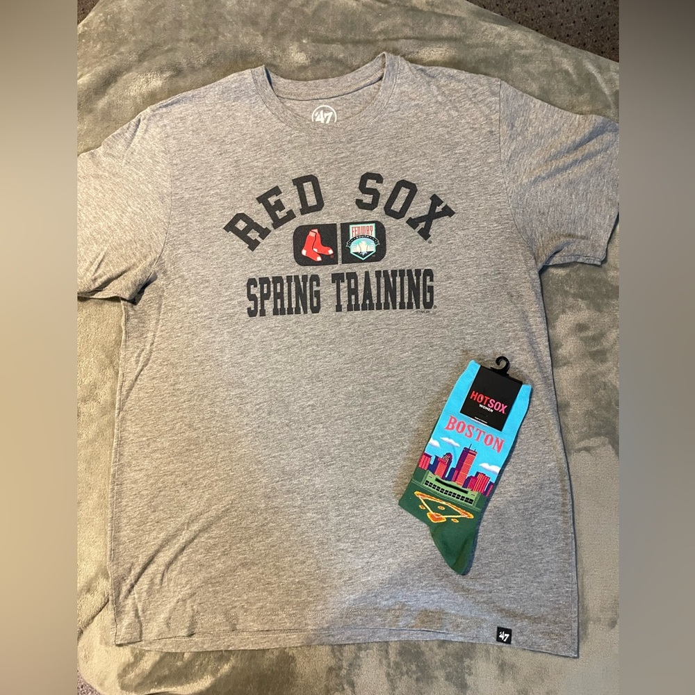 Red Sox spring training t shirt and Boston Socks.  Tee medium and socks women’s.